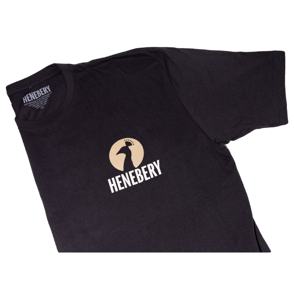 Henebery Short Sleeve Mens Peacock Logo - Black