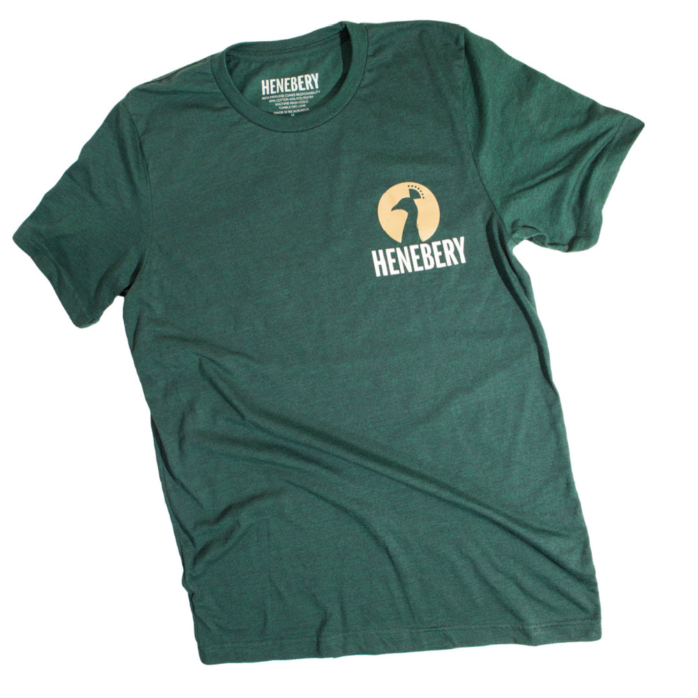 Henebery Short Sleeve Mens Peacock Logo - Green